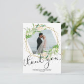 Hochzeitsdanken Sie Greenery Gold Foil Geometric Postkarte (Stehend Vorderseite)