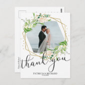 Hochzeitsdanken Sie Greenery Gold Foil Geometric Postkarte (Vorne/Hinten)