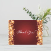 Hochzeitsdanken Sie Hinweis fesselnde Lichter Gold Dankeskarte (Stehend Vorderseite)
