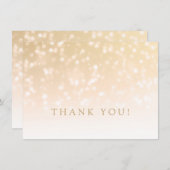 Hochzeitsdanken Sie Hinweis Gold Bokeh Sparkle Lig Mitteilungskarte (Vorne/Hinten)