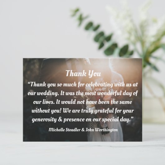 Hochzeitsdanken Sie Karte Formulierung (Stehend Vorderseite)