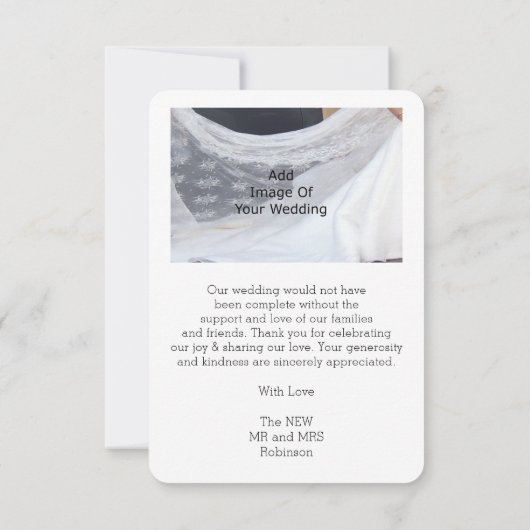 Hochzeitsdanken Sie Karte Pfirsichfarben Rosenknos (Rückseite)