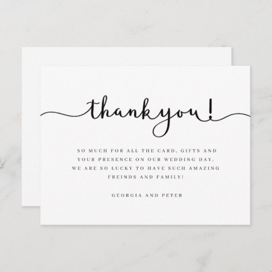 Hochzeitsdanken Sie Karte schreiben Skript-Schrift (Vorne/Hinten)