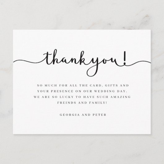 Hochzeitsdanken Sie Karte schreiben Skript-Schrift (Vorderseite)
