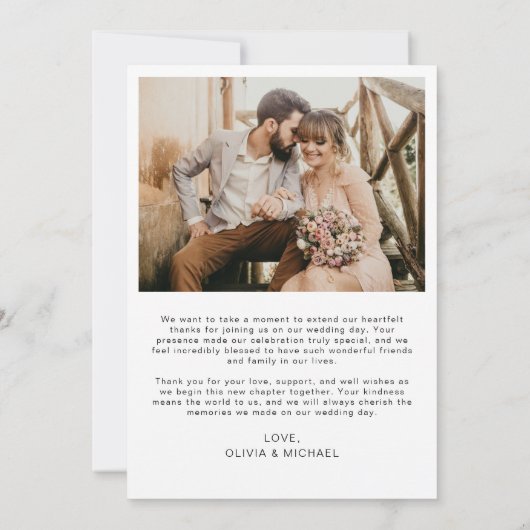 Hochzeitsdanken Sie Karten Foto Minimalistisch (Rückseite)
