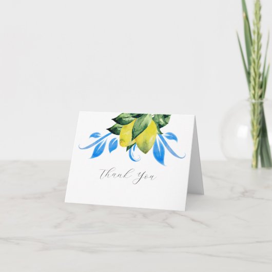 Hochzeitsdanken Sie Karten Template Lemons Aquarel (Vorderseite)