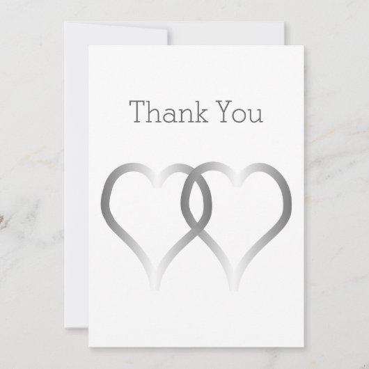 Hochzeitsdanken: Silberne Herzen Dankeskarte (Vorderseite)