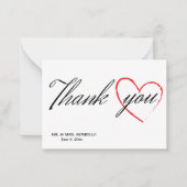 Hochzeitsdankkarte mit Herz Mitteilungskarte (Vorderseite)