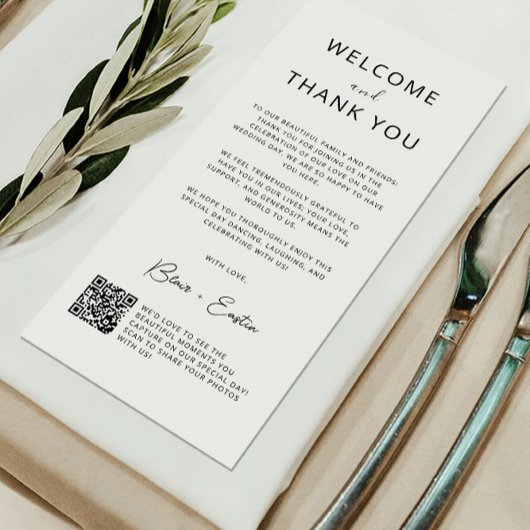 Hochzeitsdankkarte mit Qr-Code,