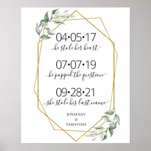 Hochzeitsdatum am besten Tag Grün Gold Poster