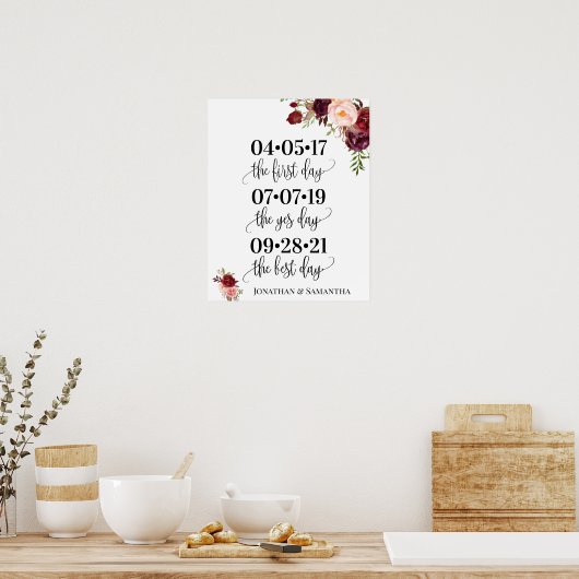 Hochzeitsdatum am besten Tag: Marsala Poster (Küche)