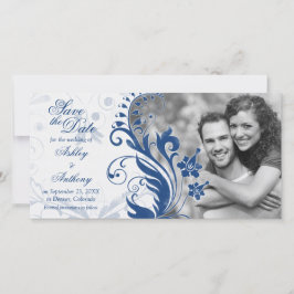 Hochzeitsdatum des Navy Blue Floral Foto Save The Date