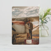 Hochzeitsdatum-Foto Vintage-Koffer Save The Date (Stehend Vorderseite)