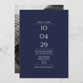 Hochzeitsdatum für Minimalistisches blaues Foto Einladung (Vorne/Hinten)