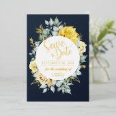 Hochzeitsdatum: Gelbe Blütenblüte Rett Folieneinladung (Stehend vorne)