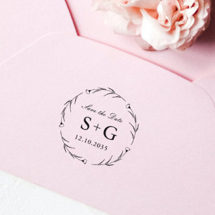 Hochzeitsdatum Monogramm Gruene Hochzeit Permastempel