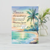 Hochzeitsdatum Rett Foto Tropischer Strand Save The Date (Stehend Vorderseite)