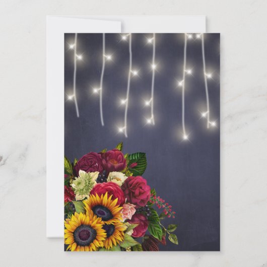 Hochzeitsdatum Sonnenblumen und Rose Ankündigung (Rückseite)