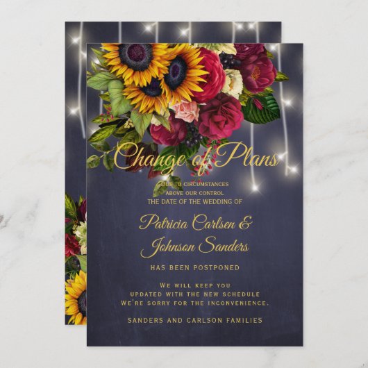 Hochzeitsdatum Sonnenblumen und Rose Ankündigung (Vorne/Hinten)