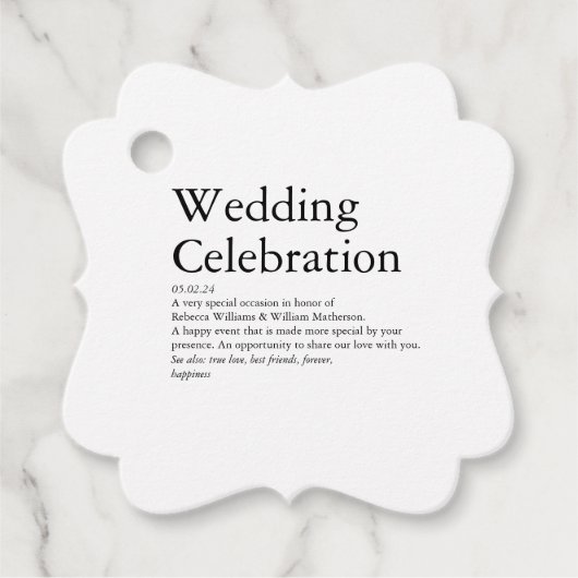 Hochzeitsdefinitions-Party Geschenkanhänger (Vorderseite)