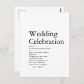 Hochzeitsdefinitions-Party Postkarte (Vorne/Hinten)