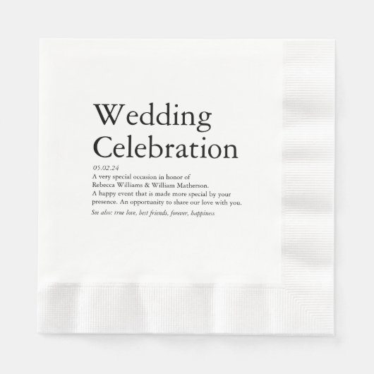 Hochzeitsdefinitions-Party Serviette (Vorderseite)