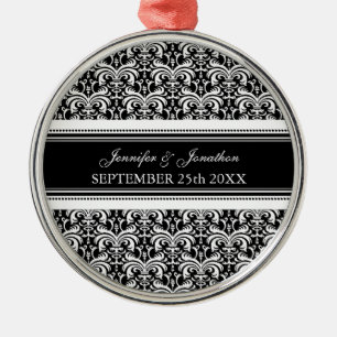 Hochzeitsdekoration Schwarz-Weiß-Damaskus Silbernes Ornament