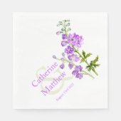Hochzeitsdelphinium lila Aquarellpapierservierung Serviette (Vorderseite)
