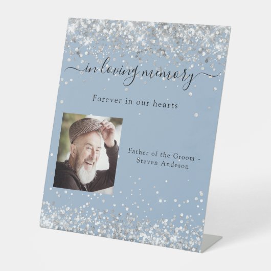 Hochzeitsdenkmal in dunkelblauem Foto Sockelschild (Vorderseite)