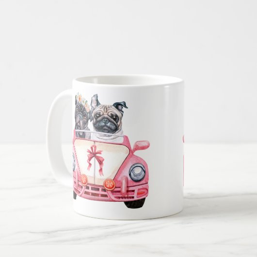 Hochzeitsdesign des Mops Kaffeetasse (Vorderseite Links)