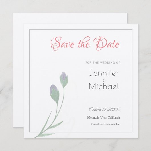 Hochzeitsdesign für Berufliche Blume Save the Date Einladung (Vorne/Hinten)