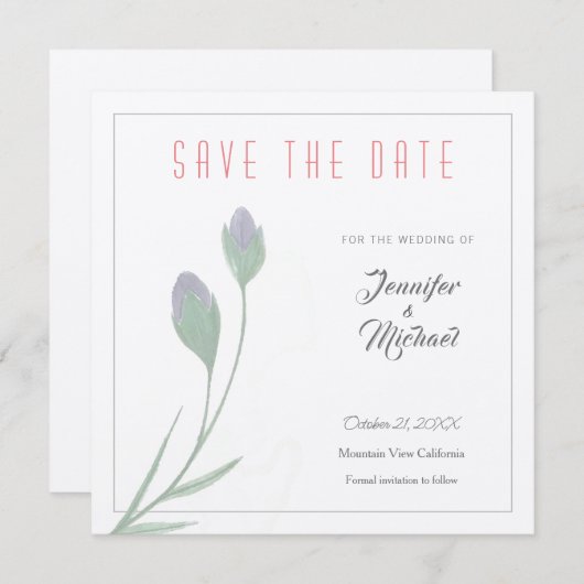 Hochzeitsdesign für Berufliche Blume Save the Date Einladung (Vorne/Hinten)