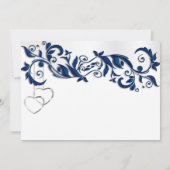 Hochzeitsdesign für Navy Blue Floral Dankeskarte (Rückseite)