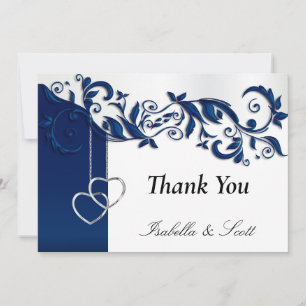 Hochzeitsdesign für Navy Blue Floral Dankeskarte