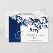 Hochzeitsdesign für Navy Blue Floral - UAWG RSVP Karte (Vorne/Hinten)