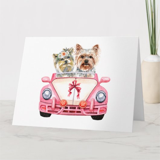 Hochzeitsdesign für Yorkshire Terrier Karte (Vorderseite)