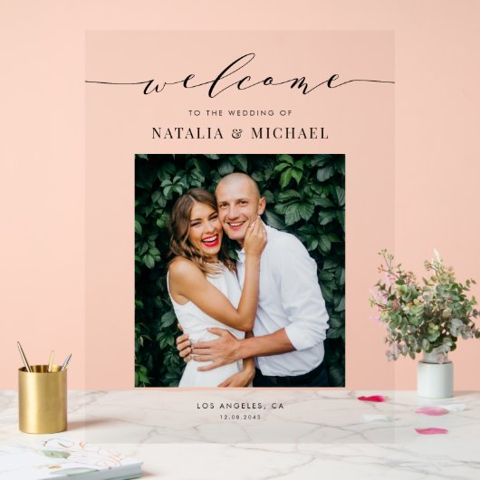 Hochzeitsdesign mit schwarzem Dainty-Script für Fo Acrylschild (Hochzeit)