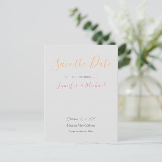 Hochzeitsdesign Modernes Design Save the Date Postkarte (Stehend Vorderseite)