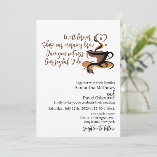 Hochzeitsdesign zum Thema Kaffee Einladung (Stehend Vorderseite)