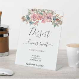 Hochzeitsdessert Bar Liebe Süß und kundenfreundlic Sockelschild