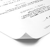 Hochzeitsdesserts Menü Signatur Elegante Schrift Poster (Ecke)