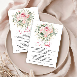 Hochzeitsdetailkarte mit Soft Blush und Grünzeug Begleitkarte