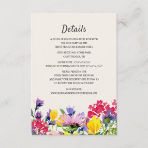 Hochzeitsdetails Aquarell Wildblumen Boho Floral Begleitkarte