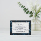 Hochzeitsdetails aus blauem Marmor Begleitkarte (Stehend Vorderseite)