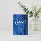 Hochzeitsdetails blaue Saphir-Kunsthandwerkskarte Begleitkarte (Stehend Vorderseite)