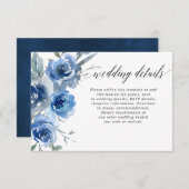 Hochzeitsdetails: Blaues Weiß mit Blütenfarbe Begleitkarte (Vorne/Hinten)
