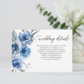 Hochzeitsdetails: Blaues Weiß mit Blütenfarbe Begleitkarte (Stehend Vorderseite)