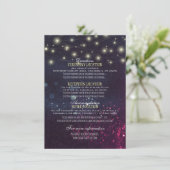 Hochzeitsdetails Blumenzwiebelleuchten mit Lila Sp Einladung (Stehend Vorderseite)