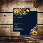 Hochzeitsdetails der Blaublauen Sonnenblume Begleitkarte