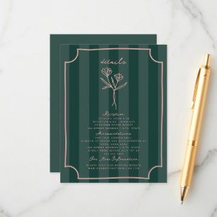 Hochzeitsdetails des botanischen Blumenstraums Begleitkarte